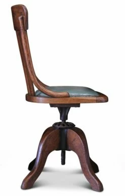 Victorian Polished Green Leather & Bentwood Revolving Desk Chair With Brass Stud Detailing, 1890s -PAMONO Sales victorian polished green leather bentwood revolving desk chair with brass stud detailing 1890s 4