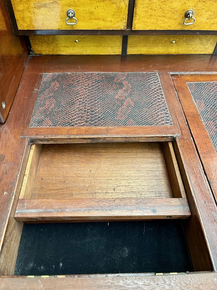 Victorian Walnut Cylinder Roll Up Desk With Secret Drawer, 1830s 9 Victorian Walnut Cylinder Roll Up Desk With Secret Drawer, 1830s - Image 7