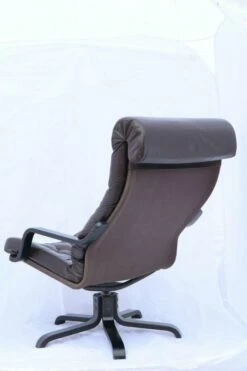 Vintage Brown Leather Swivel Chair, 1970s -PAMONO Sales vintage brown leather swivel chair 1970s 5