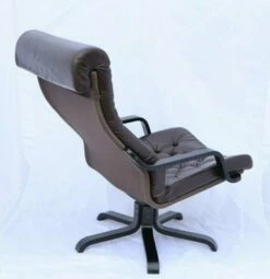 Vintage Brown Leather Swivel Chair, 1970s -PAMONO Sales vintage brown leather swivel chair 1970s 6