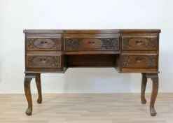 Vintage Carved Solid Walnut Desk