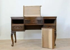 Vintage Carved Solid Walnut Desk -PAMONO Sales vintage carved solid walnut desk 3