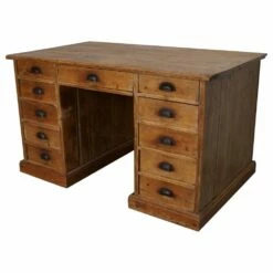 Vintage German Country House Desk In Pine, 1930s