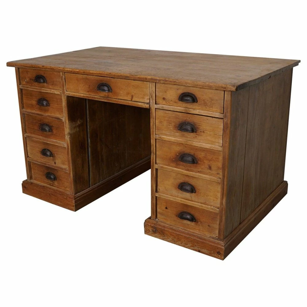 Vintage German Country House Desk In Pine, 1930s 3 Vintage German Country House Desk In Pine, 1930s