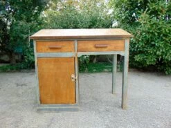Vintage Industrial Desk In Wood, 1950s