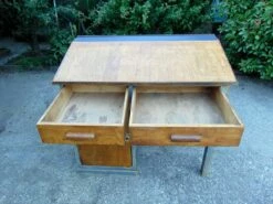Vintage Industrial Desk In Wood, 1950s -PAMONO Sales vintage industrial desk in wood 1950s 12