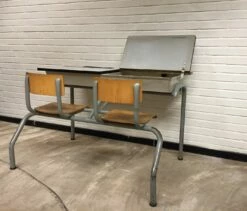 Vintage Industrial School Desk, 1960s -PAMONO Sales vintage industrial school desk 1960s 6