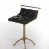 Vintage Leather & Gilt Brass Harpers Stool, France, 1950s -PAMONO Sales vintage leather gilt brass harpers stool france 1950s 1