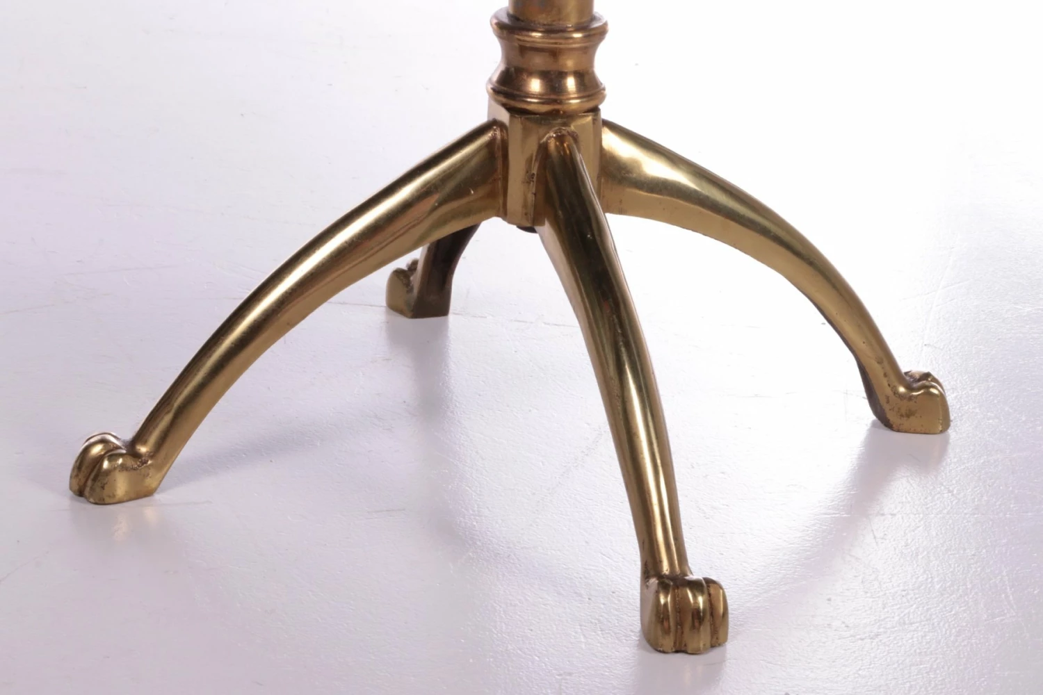 Vintage Leather & Gilt Brass Harpers Stool, France, 1950s 12 Vintage Leather & Gilt Brass Harpers Stool, France, 1950s - Image 10