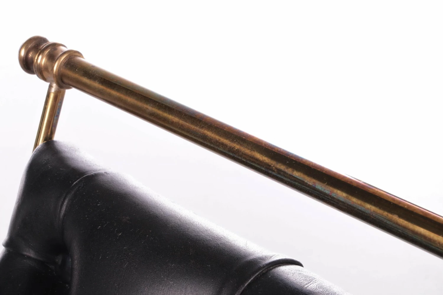 Vintage Leather & Gilt Brass Harpers Stool, France, 1950s 15 Vintage Leather & Gilt Brass Harpers Stool, France, 1950s - Image 13