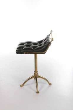 Vintage Leather & Gilt Brass Harpers Stool, France, 1950s 17 Vintage Leather & Gilt Brass Harpers Stool, France, 1950s -PAMONO Sales vintage leather gilt brass harpers stool france 1950s 2