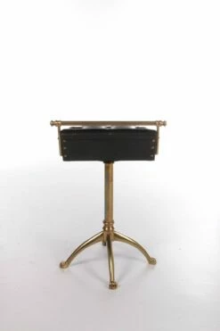 Vintage Leather & Gilt Brass Harpers Stool, France, 1950s 19 Vintage Leather & Gilt Brass Harpers Stool, France, 1950s -PAMONO Sales vintage leather gilt brass harpers stool france 1950s 4