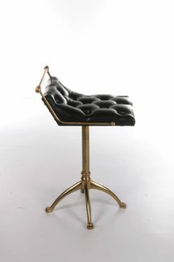 Vintage Leather & Gilt Brass Harpers Stool, France, 1950s 20 Vintage Leather & Gilt Brass Harpers Stool, France, 1950s -PAMONO Sales vintage leather gilt brass harpers stool france 1950s 5