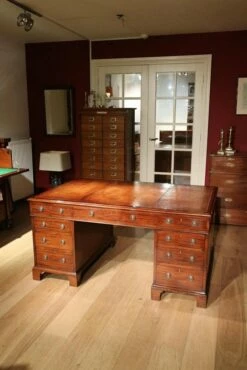 Vintage Mahogany Partner Desk -PAMONO Sales vintage mahogany partner desk 2