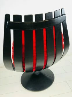 Vintage Scandinavian Black Bended Wood & Fabric Swivel Chair By Hans Brattrud, 1968 -PAMONO Sales vintage scandinavian black bended wood fabric swivel chair by hans brattrud 1968 5