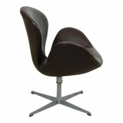 Vintage Swan Chair In Patinated Brown Leather By Arne Jacobsen For Fritz Hansen, 1960s